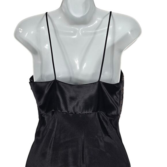 VTG Fredericks Of Hollywood Beaded Satin Cocktail Dress Womens 7 Black Mesh NEW - Picture 11 of 12